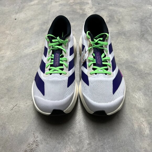 Adidas Adizero Evo SL Men's Running Shoes White Collegiate Purple JS4495 - New - Picture 4 of 6